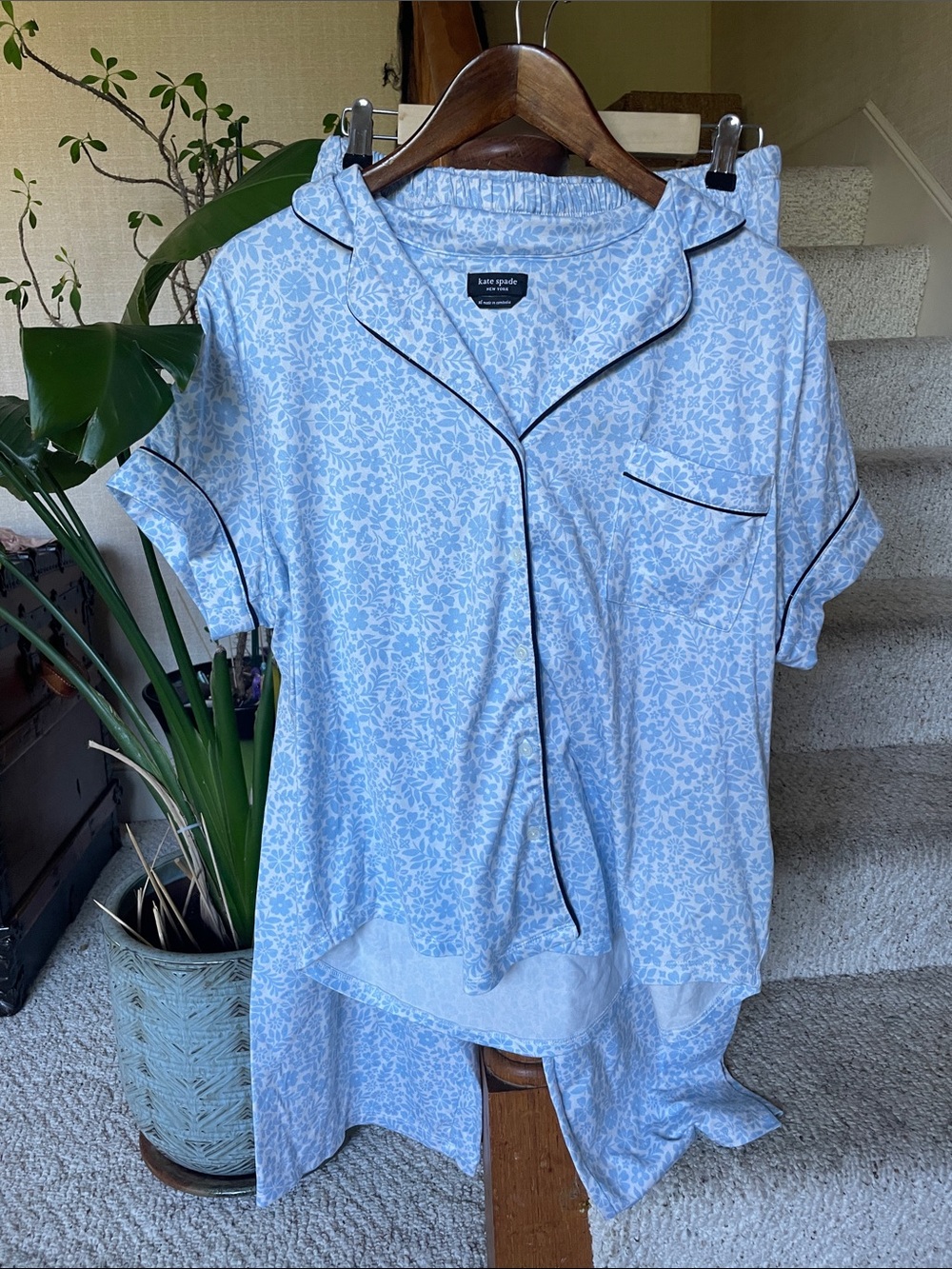 kate spade Light Blue Floral Short-Sleeve Button-Down Pajamas